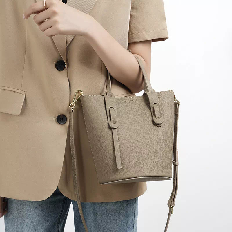 Mini Leather Crossbody Bucket Bag