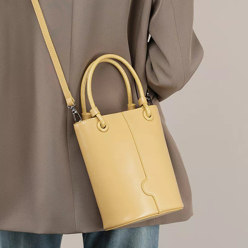 Mini Leather Crossbody Bucket Bag