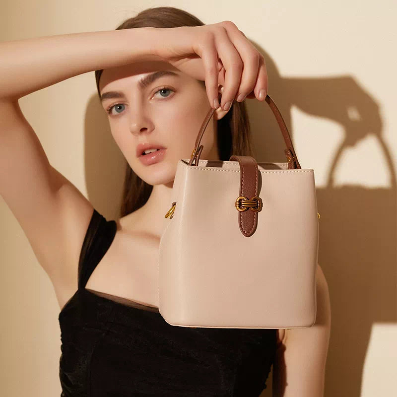 Mini Leather Crossbody Bucket Bag