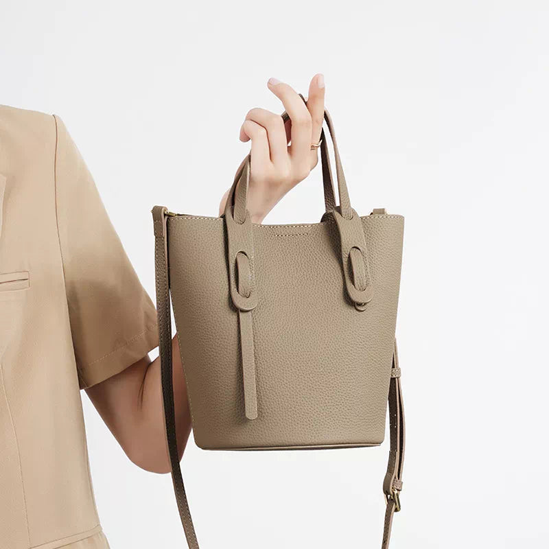 Mini Leather Crossbody Bucket Bag