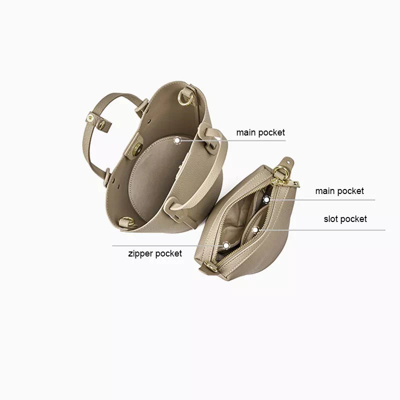 Mini Leather Crossbody Bucket Bag