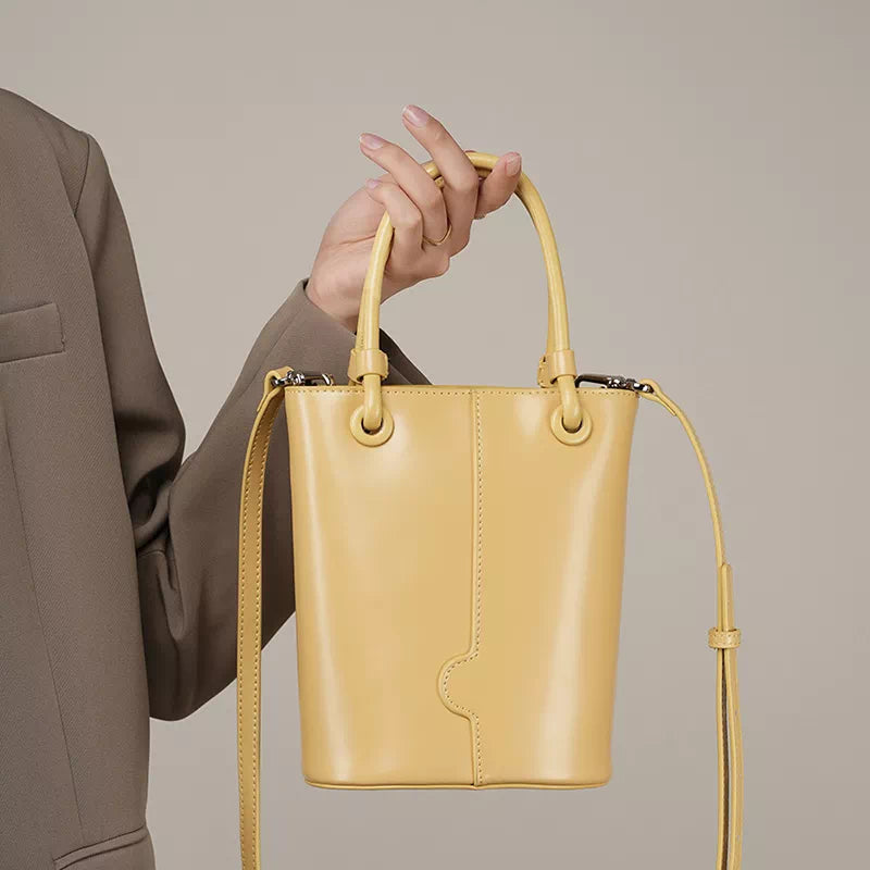 Mini Leather Crossbody Bucket Bag