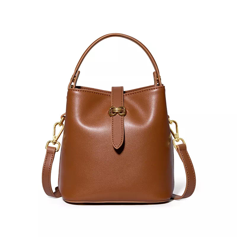 Mini Leather Crossbody Bucket Bag