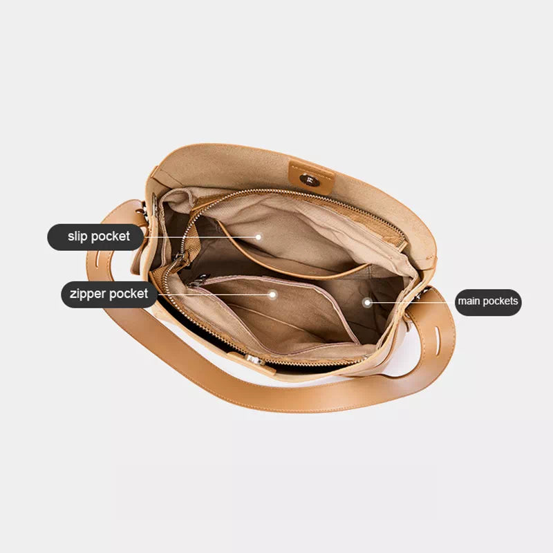 Medium Leather Shoulder Bucket Bag
