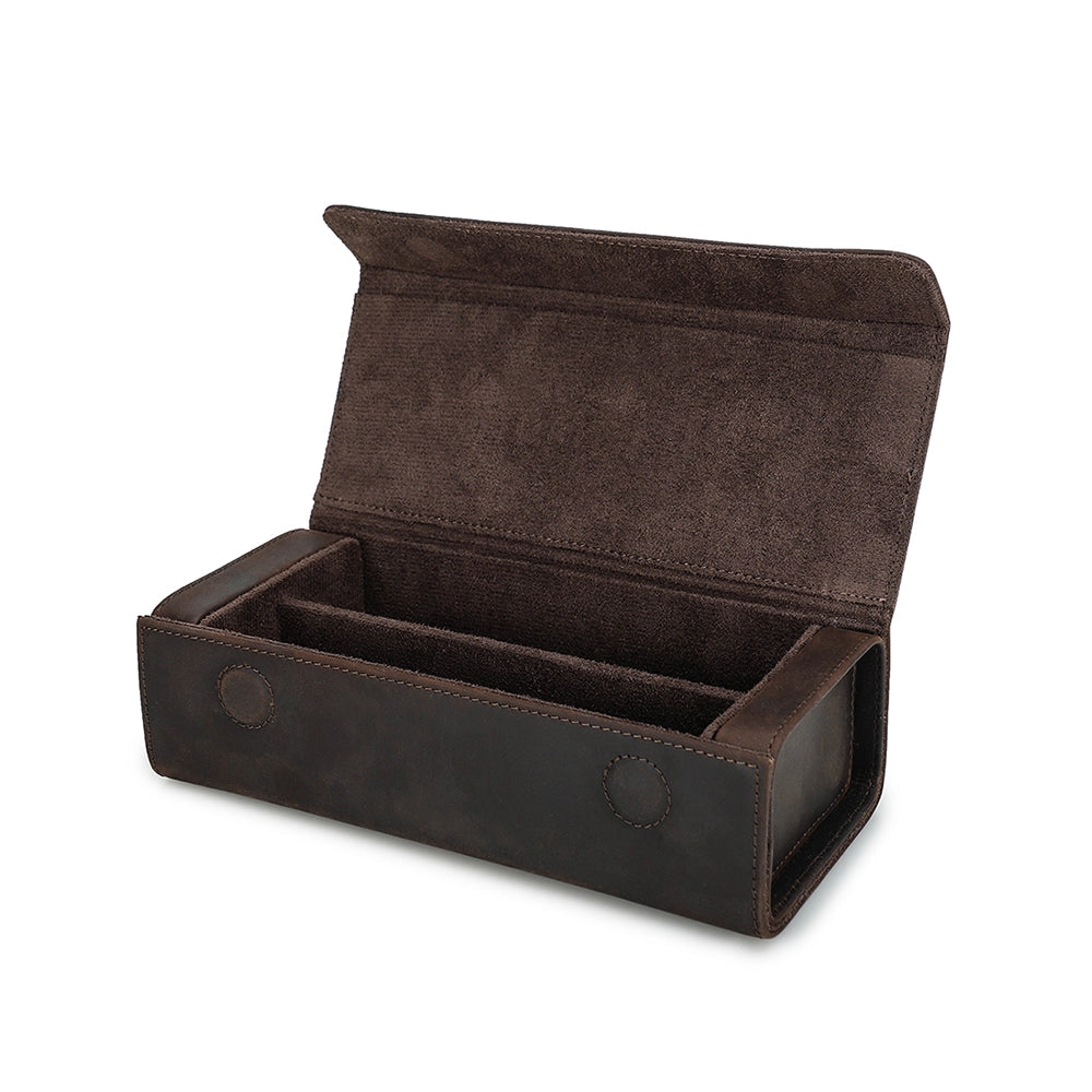 2-Pair Leather Sunglasses Travel Case