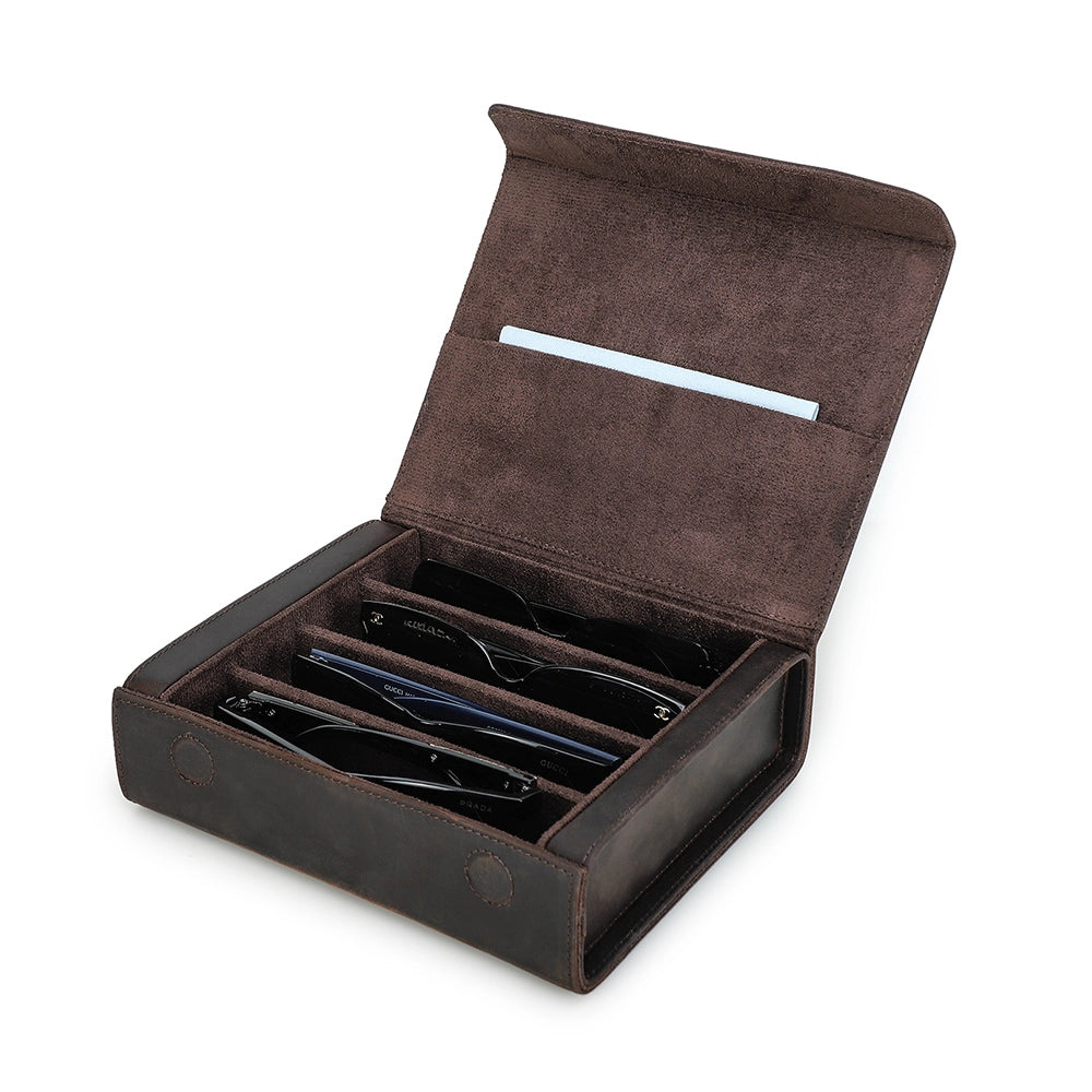 4-Pair Leather Sunglasses Travel Case