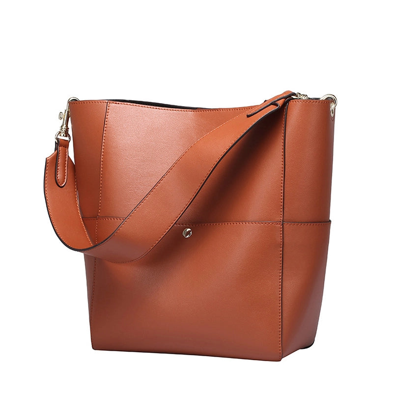 Large Leather Shoulder Bucket Bag