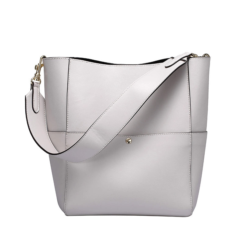 Large Leather Shoulder Bucket Bag