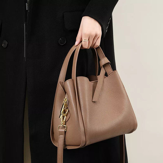 Leather Crossbody Bucket Bag