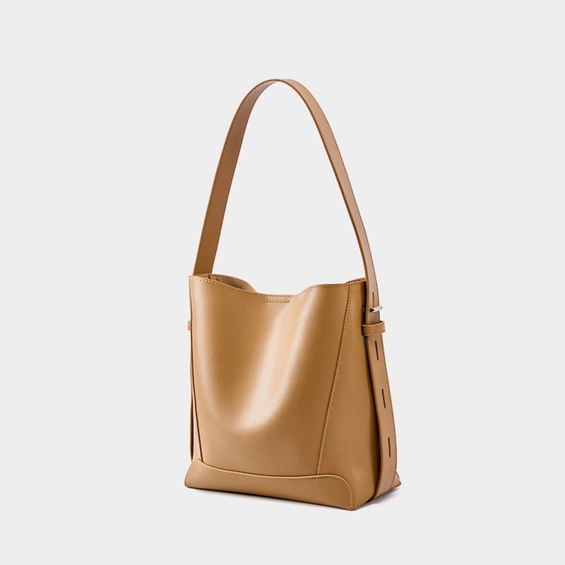 Medium Leather Shoulder Bucket Bag