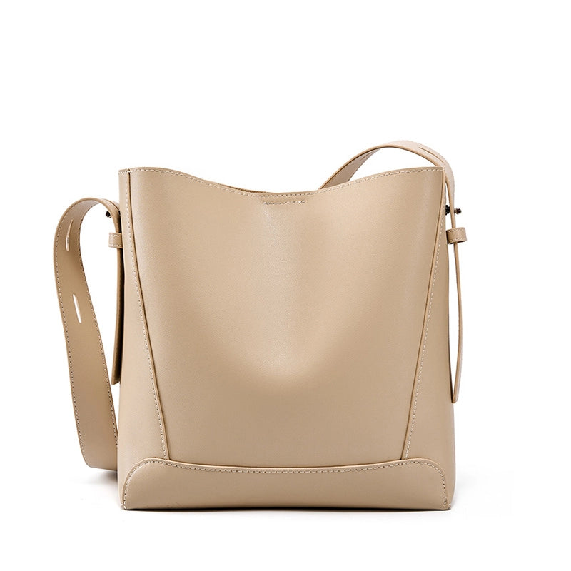Medium Leather Shoulder Bucket Bag