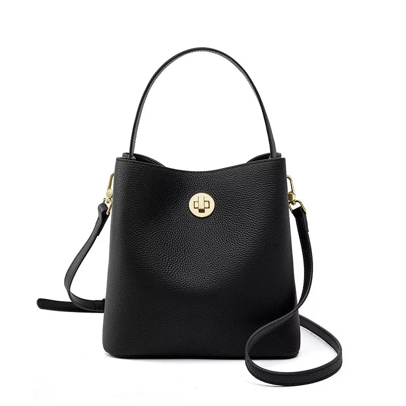 Leather Shoulder Bucket Bag