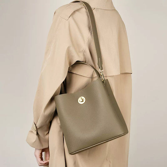 Leather Shoulder Bucket Bag