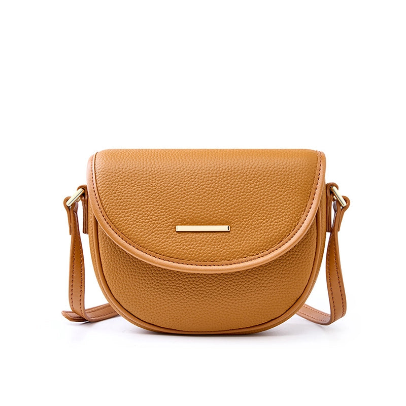 Pebbled Leather Saddle Crossbody Bag