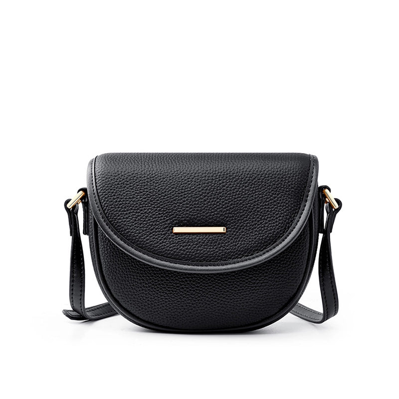 Pebbled Leather Saddle Crossbody Bag