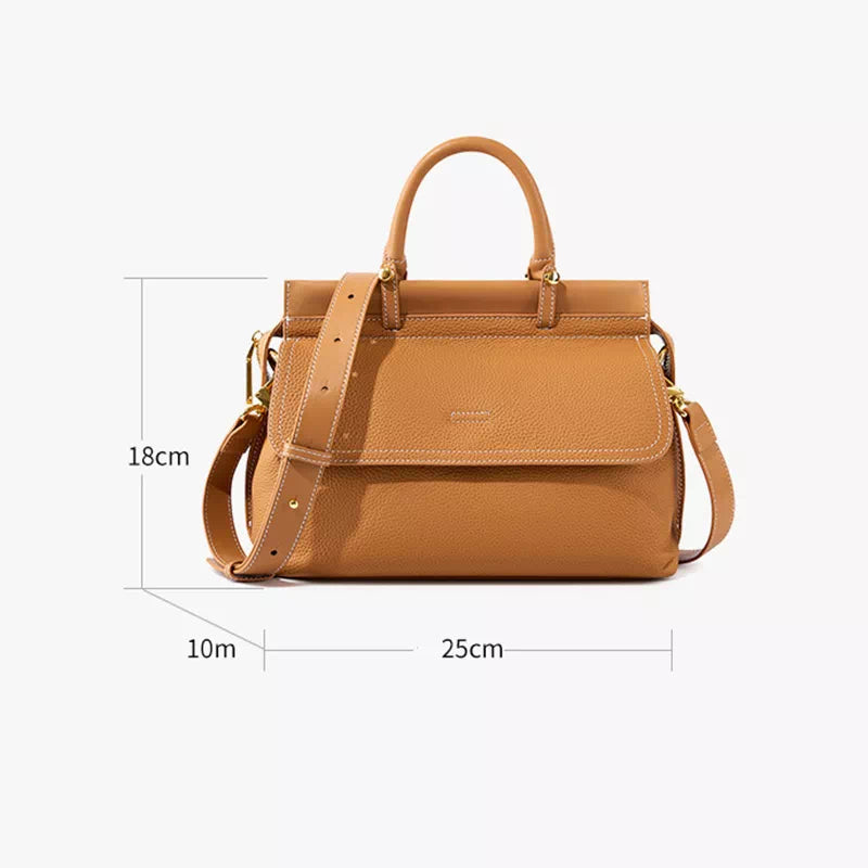 Pebbled Leather Satchel Top Handle Bag