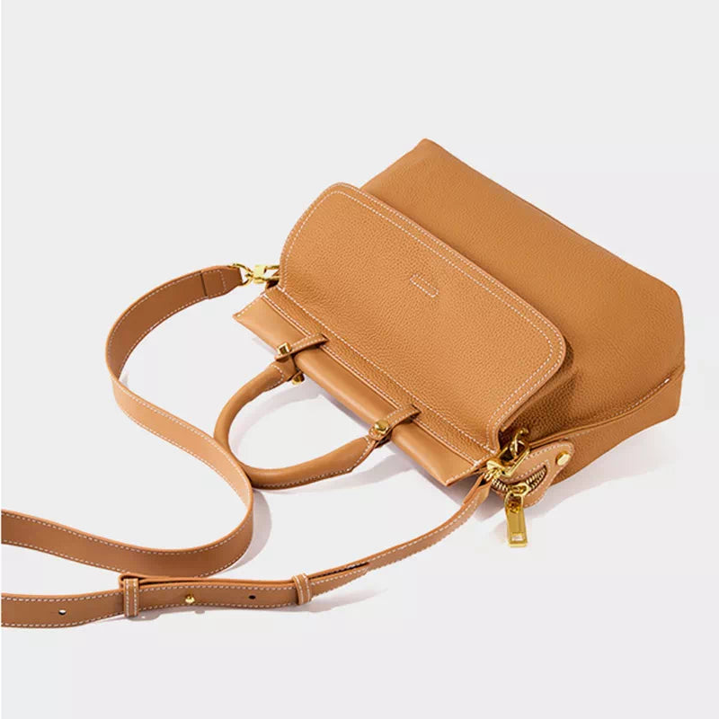 Pebbled Leather Satchel Top Handle Bag