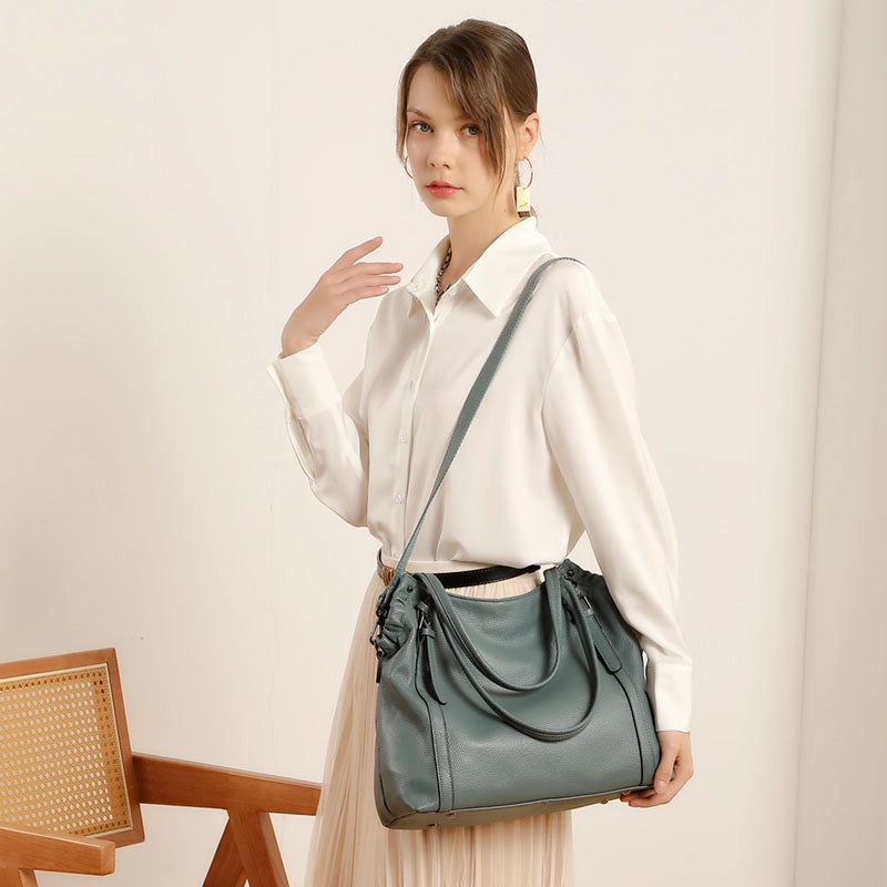 Leather Crossbody Tote Bag