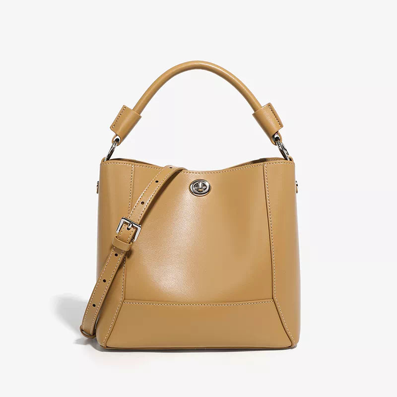 Leather Crossbody Bucket Bag