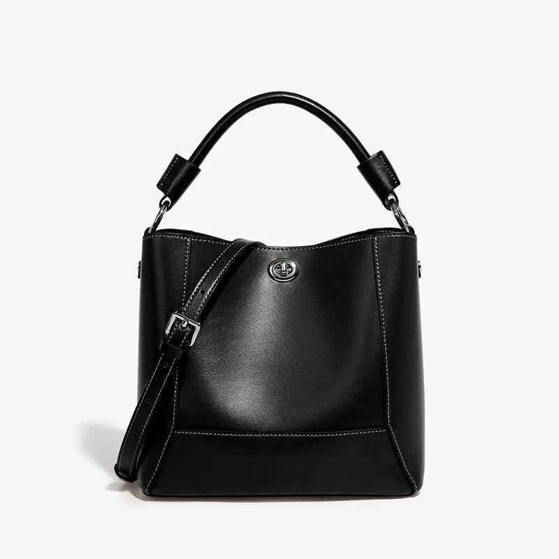 Leather Crossbody Bucket Bag