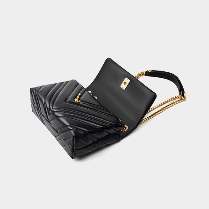 Chain Strap Leather Convertible Shoulder Bag