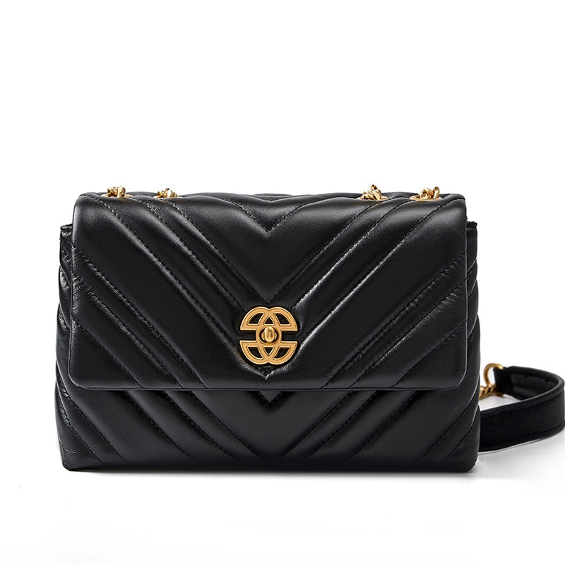 Chain Strap Leather Convertible Shoulder Bag
