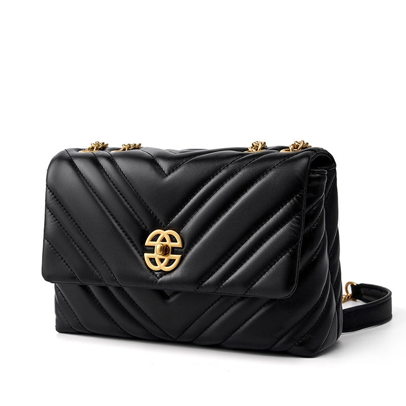 Chain Strap Leather Convertible Shoulder Bag