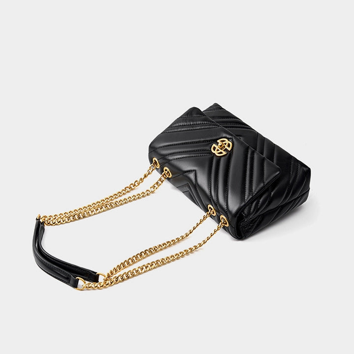 Chain Strap Leather Convertible Shoulder Bag