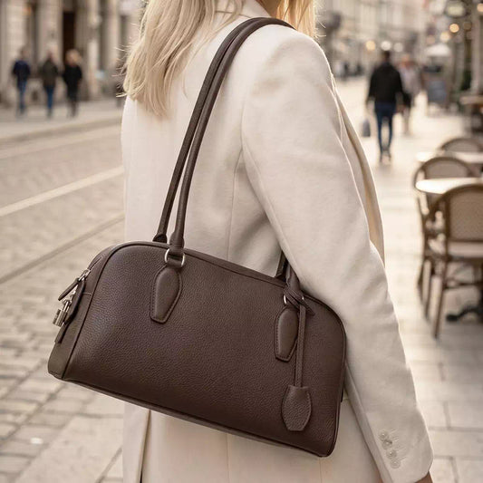 Leather Bowling Shoulder Bag
