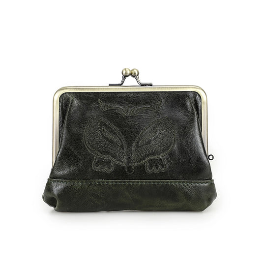 Women's Kiss Lock Leather Accordion Wallet