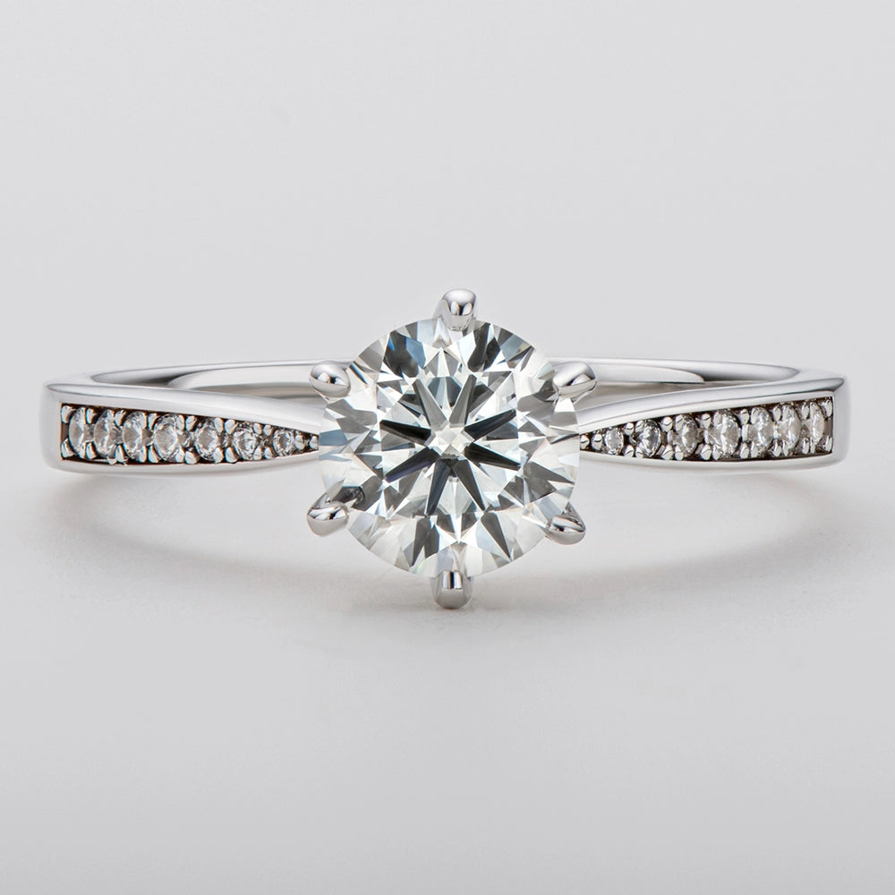 Sparkling Crown Solitaire Moissanite Ring