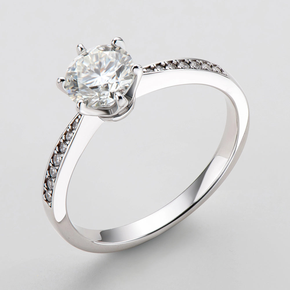 Sparkling Crown Solitaire Moissanite Ring