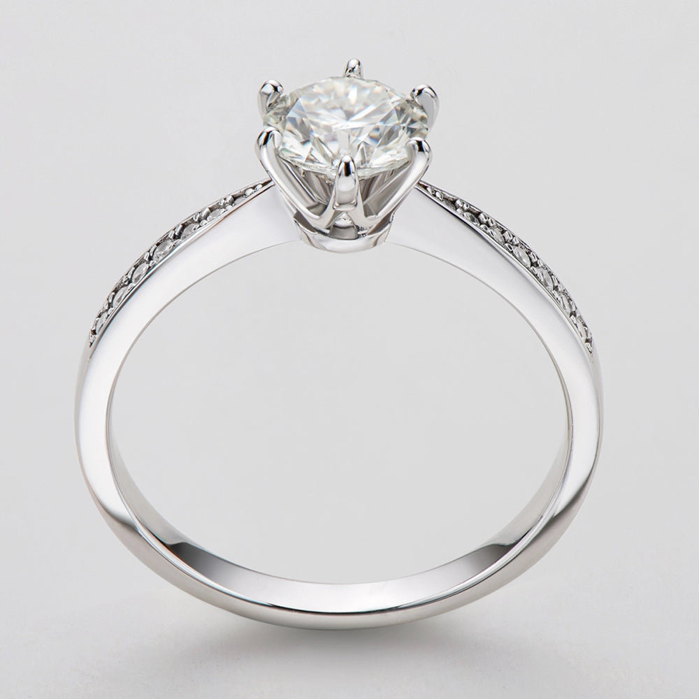 Sparkling Crown Solitaire Moissanite Ring