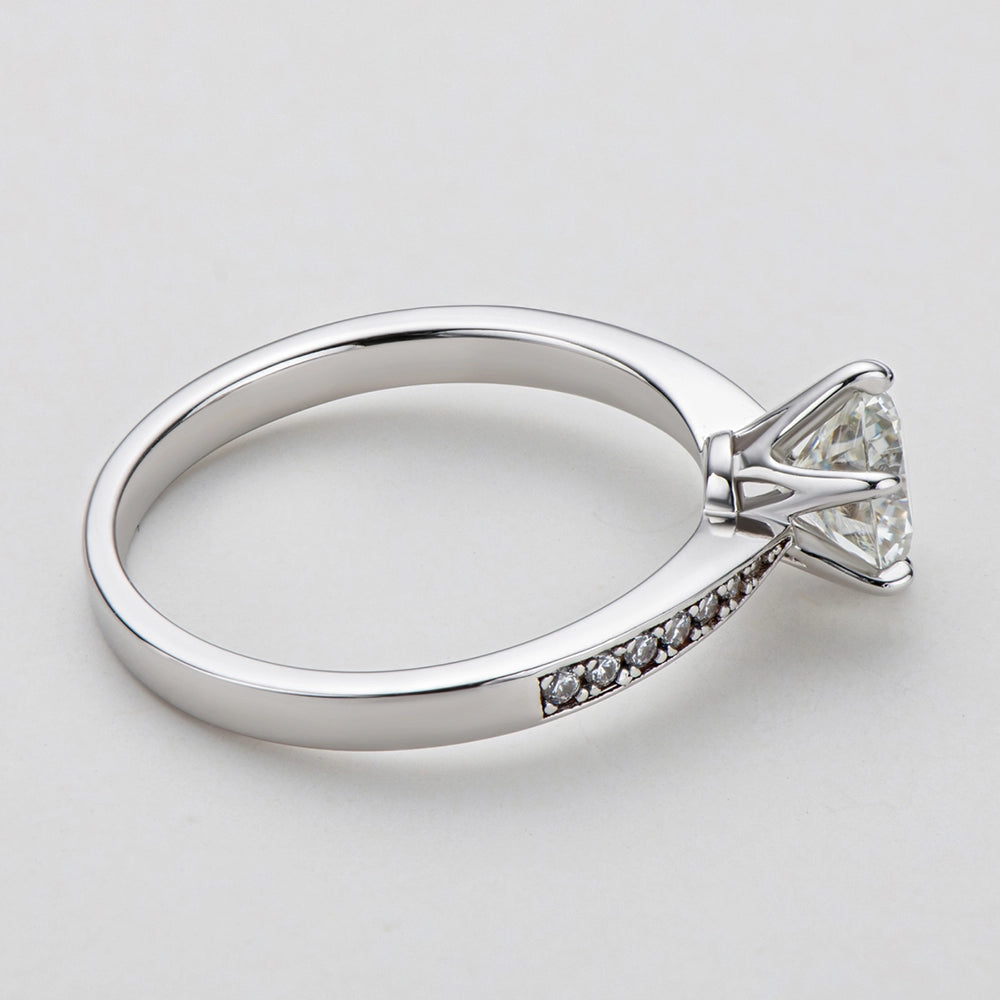 Sparkling Crown Solitaire Moissanite Ring