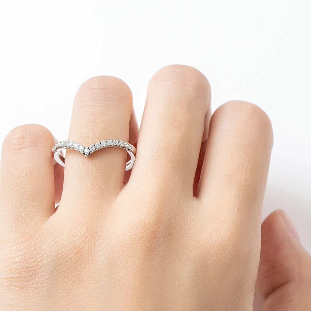 Sparkling Row Eternity Wishbone Ring