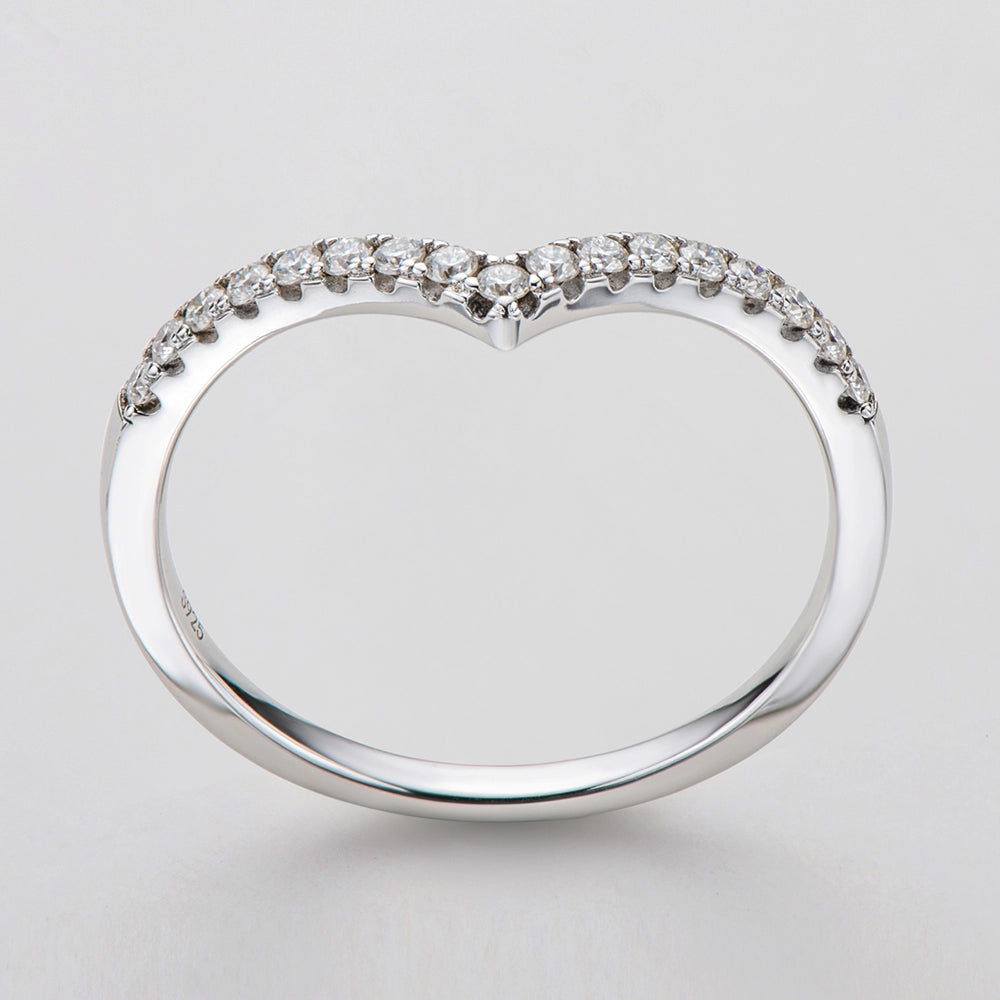 Sparkling Row Eternity Wishbone Ring