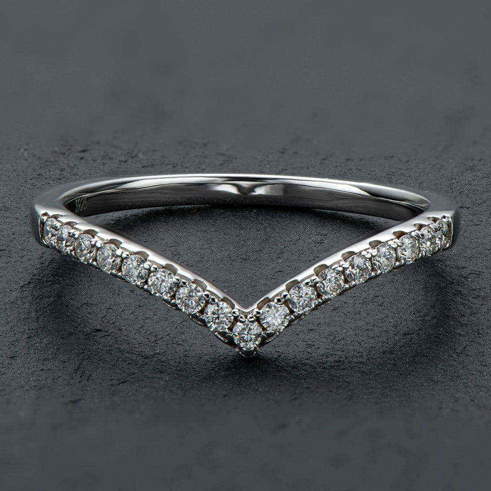 Sparkling Row Eternity Wishbone Ring