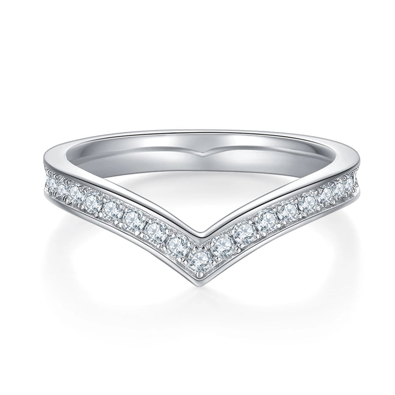 Sparkle Shared Prong Moissanite Wishbone Ring
