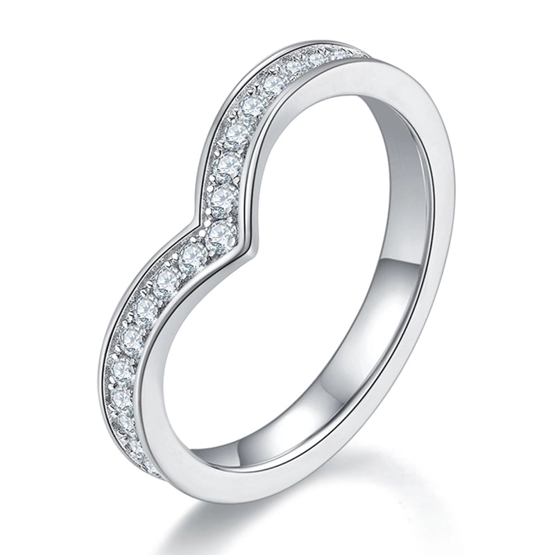 Sparkle Shared Prong Moissanite Wishbone Ring