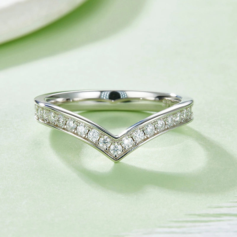 Sparkle Shared Prong Moissanite Wishbone Ring