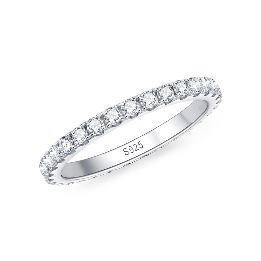 Sparkle Shared Prong Moissanite Eternity Band