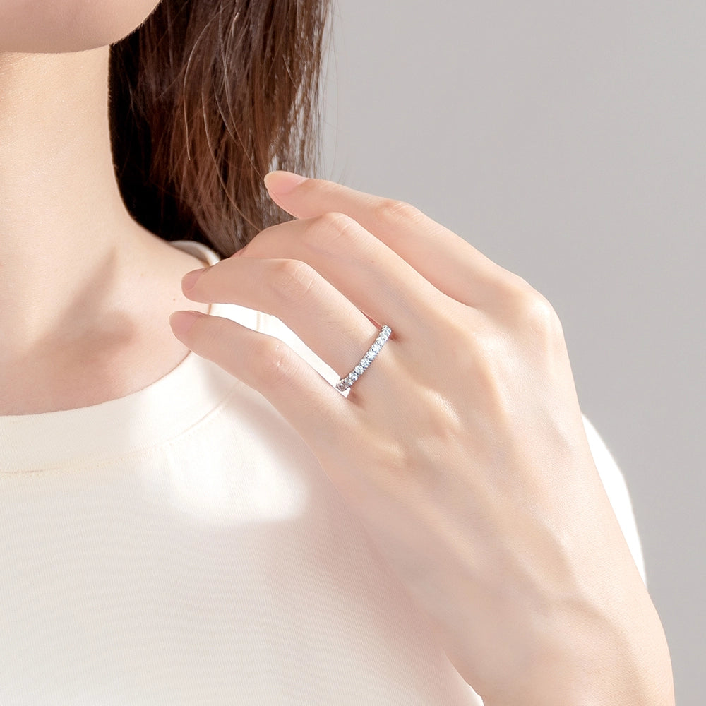 Sparkle Shared Prong Moissanite Eternity Band