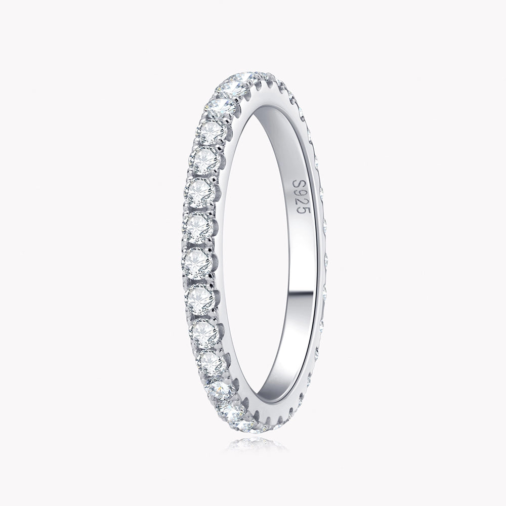 Sparkle Shared Prong Moissanite Eternity Band