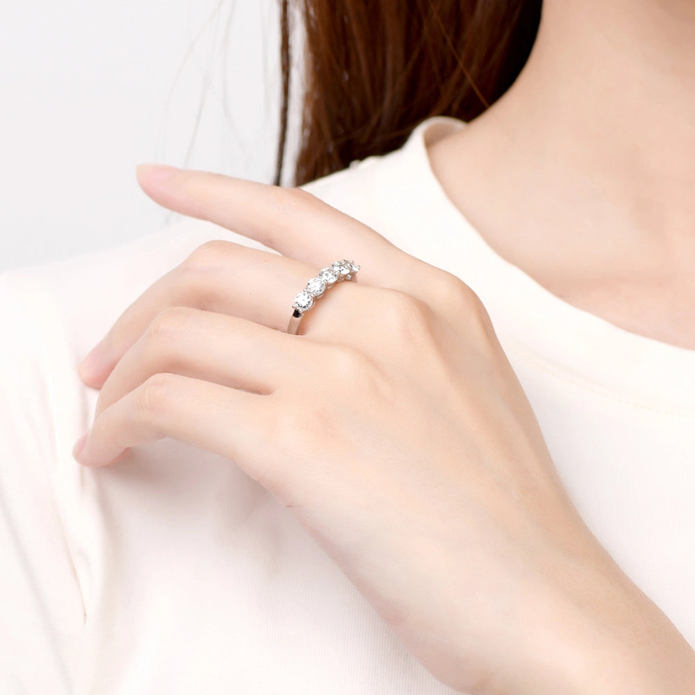 Five Stone Moissanite Eternity Band