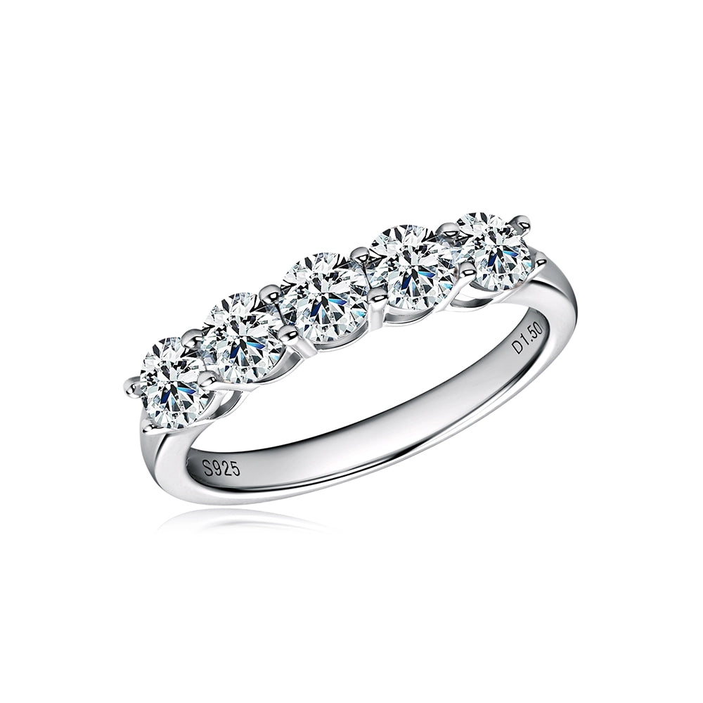 Five Stone Moissanite Eternity Band