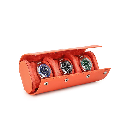 Saffiano Leather Watch Case For 3 Watches
