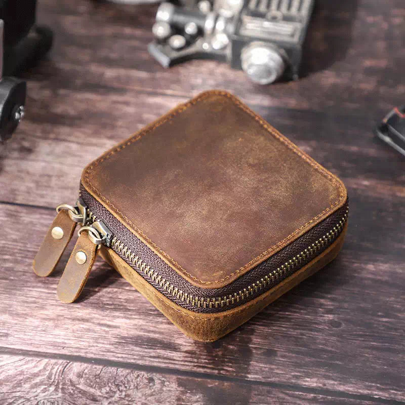 Small Leather Travel Jewelry Case