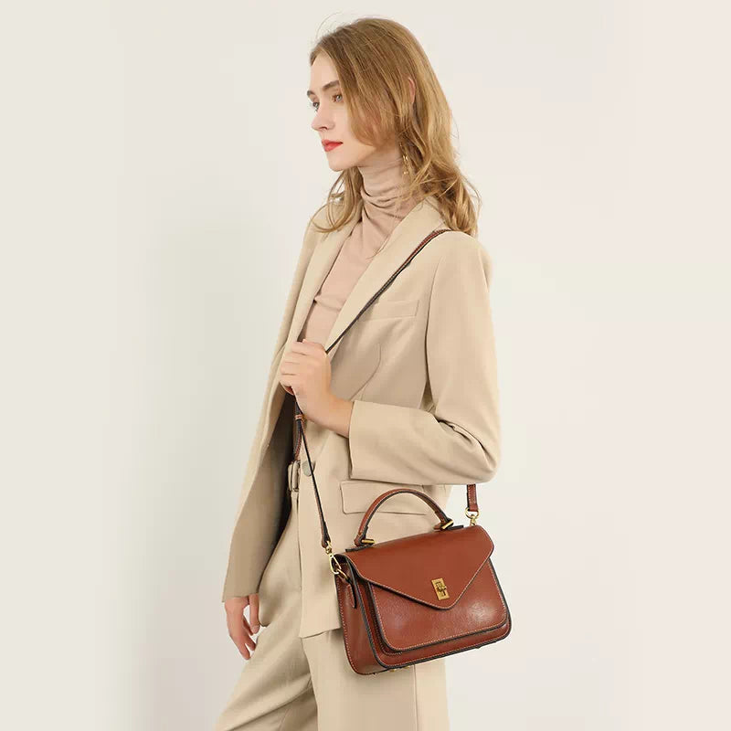 Leather Satchel Top Handle Bag