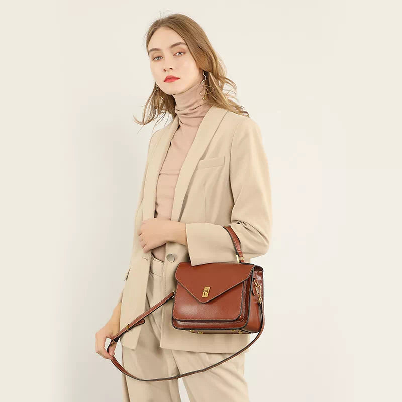 Leather Satchel Top Handle Bag