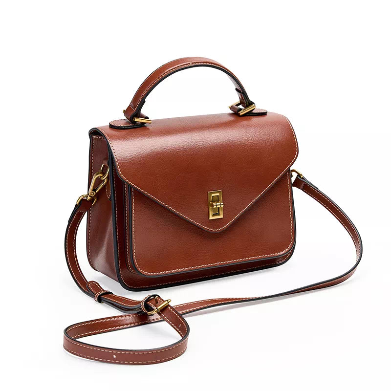 Leather Satchel Top Handle Bag